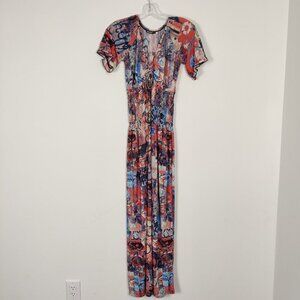 Moffi Women's Dress Size S Red Blue Summer Resortwear Bohemian Lagenlook Hippie